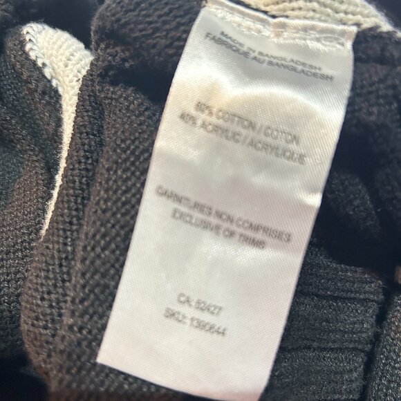 Mountain Ridge Black Cardigan Abstract Knit Sz L Cozy Eclectic Cabincore Cotton - Picture 5 of 5